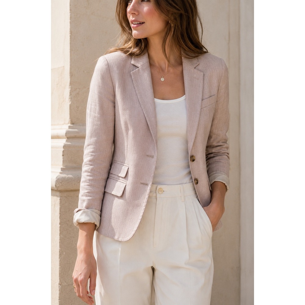 NWOT J.Crew Keating Schoolboy Blazer 100% Linen Blush Jacket 2